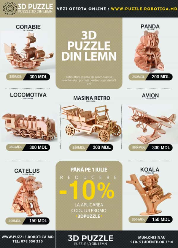 Robotica.md: 3D Puzzle din lemn