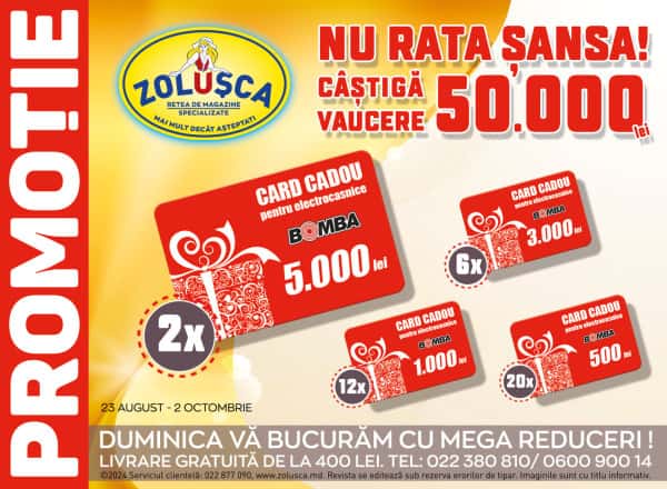 Zolușca: Câștigă vouchere pentru electrocasnice în valoare de 50.000 lei!