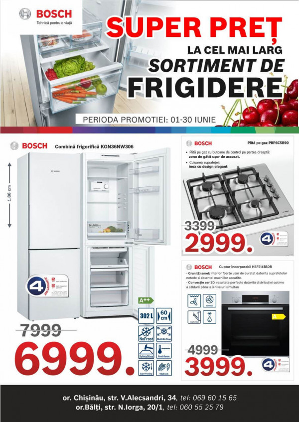Bosch: Super prețuri la frigidere Bosch