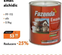 Fazenda Email alchidic PF-115 alb 0.9kg