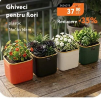 NANU Ghiveci pentru flori plastic 16x16x14cm