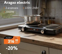 NANU market Aragaz electric 2 arzătoare 2000W
