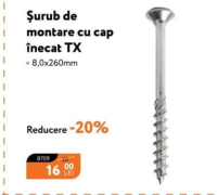 Nanu Market Șurub de montare cu cap înecat TX 8.0x260mm