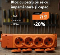 Horoz Electric Bloc cu patru prize cu împământare și capac IP44