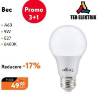Teb Elektrik Bec A60 9W E27 6400K Promo 3+1