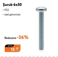 Nanu Market Șurub 6x50 PZ2 oțel galvanizat