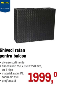 METRO Professional Ghiveci ratan pentru balcon 750 x 950 x 270 mm
