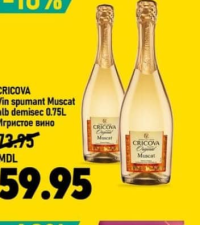 Cricova Vin spumant Muscat alb demisec 0.75L