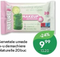 Șervețele umede pentru demachiere Naturelle 20buc