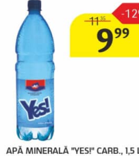 Apă minerală "Yes!" carb., 1,5 L.