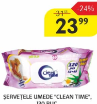 Clean Time Șervețele umede 120 buc.