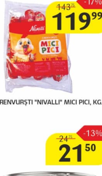 Nivalli Crenvurști Mici Pici, kg