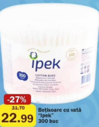 Bețișoare cu vată "Ipek" 300 buc