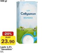 Savushkin Lapte 1,5% 1 L