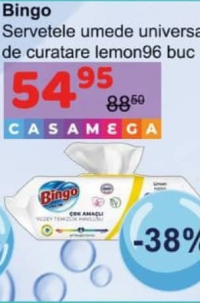 Bingo Servetele umede universale de curatare lemon 96 buc