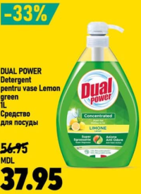 Dual Power Detergent pentru vase Lemon 1L