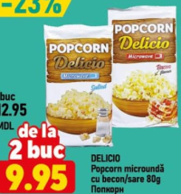 DELICIO Popcorn microundă cu becon/sare 80g