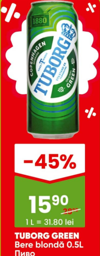 Tuborg Green Bere blondă 0.5L