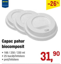 Metro Professional Capac pahar biocompozit 166/250/330 ml 25 buc