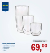 METRO PROFESSIONAL Pahar pereți dubli 57/230/340 ml 2 buc/set