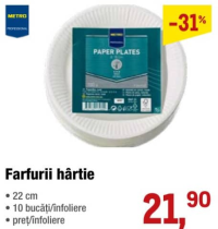 Metro Professional Farfurii hârtie 22 cm 10 buc