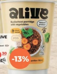 Alive Buckwheat porridge with vegetables 60g