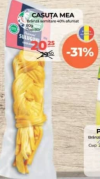 Căsuța Mea Brânză semitare 40% afumat 80g