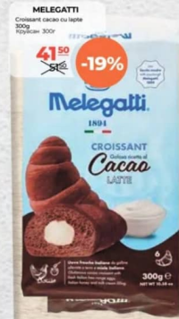Melegatti Croissant cacao cu lapte 300g