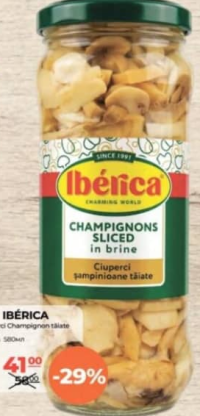 Iberica Ciuperci tăiate în saramură 580ml