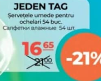 Jeden Tag Șervețele umede pentru ochelari 54 buc.