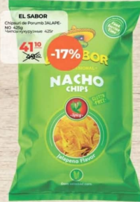 EL SABOR Chipsuri de Porumb JALAPENO 425g