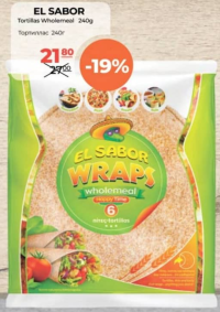 El Sabor Tortillas Wholemeal 240g