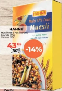 Hahne Müsli Fruit & Nut Crunchy Granola 375g