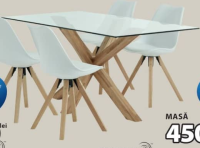 ROYAL OAK AGERBY MASĂ Lemn masiv de stejar şi sticlă securizată 90x160x75 cm