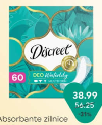 Discreet Absorbante zilnice DEO Waterlily 60 buc