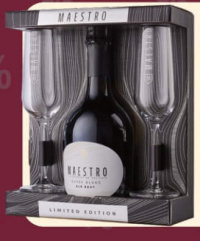 SET MAESTRO Set Cuvée Blanc Alb Brut + 2 pocale 0.75L