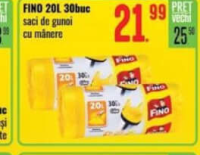 FINO saci de gunoi cu manere 20L 30buc