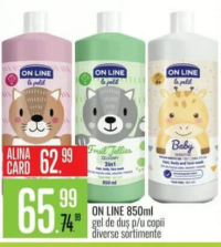 On Line gel de duș p/u copii diverse sortimente 850ml