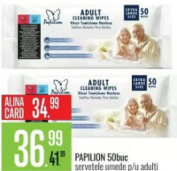 Papilion 50buc șervețele umede p/u adulți