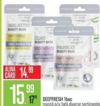 DeepFresh mască p/u faţă diverse sortimente 1buc