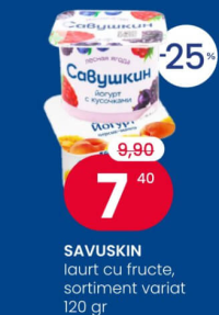 SAVUSKIN Iaurt cu fructe, sortiment variat 120 gr