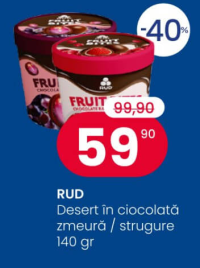 RUD Desert în ciocolată zmeură / strugure 140 gr