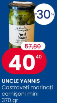 UNCLE YANNIS Castraveți marinați cornișoni mini 370 gr