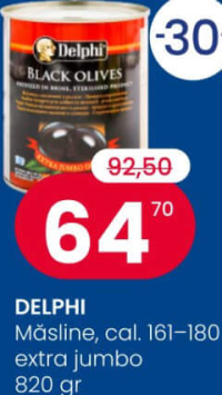DELPHI Măsline, cal. 161-180 extra jumbo 820 gr