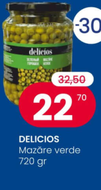 DELICIOS Mazăre verde 720 gr
