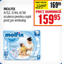 MOLFIX scutece pentru copii 4/52, 5/44, 6/38