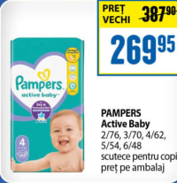 PAMPERS Active Baby scutece pentru copii 2/76, 3/70, 4/62, 5/54, 6/48