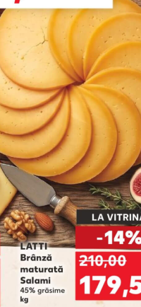 Latti Сыр выдержанный Salami 45% жирности кг