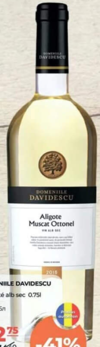 Domeniile Davidescu Vin Aligote Muscat Ottonel alb sec 0.75l