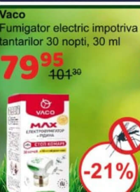 Vaco Fumigator electric impotriva tantarilor 30 nopti, 30 ml